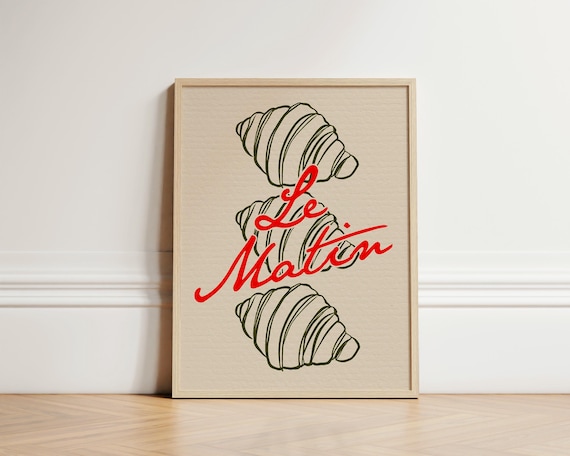 Croissants Print French Kitchen Poster Breakfast Pastry Retro Cafe Wall Art Unframed