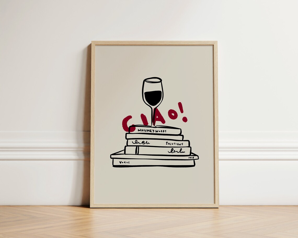 Ciao Poster, French Print Wine Glasses Art Print