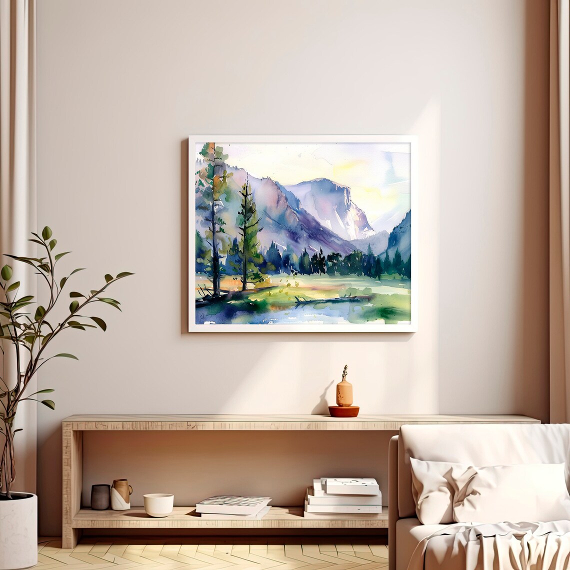 Yosemite Landscape Watercolor Art Print Pine Trees Watercolor Painting National Park Art Poster Travel Gifts By Feelingprints - Image 3