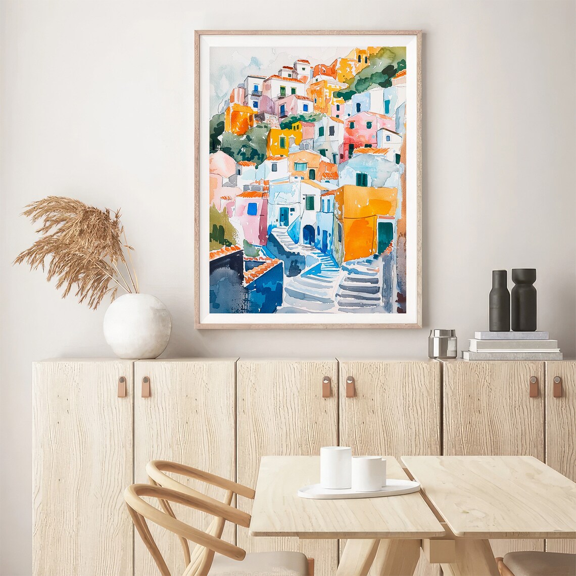 Sardinia Italy Colorful Cliffside Village Watercolor Travel Poster - Image 5