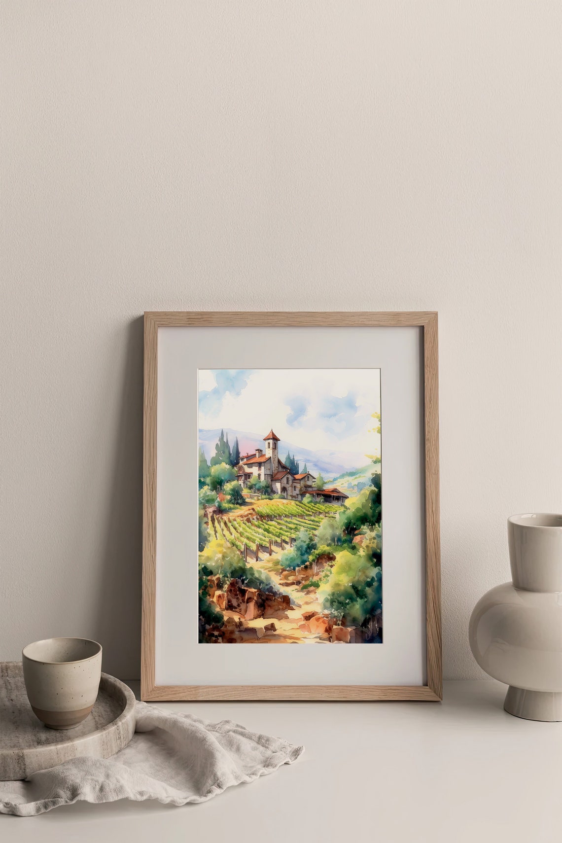Stunning Willamette Valley Vineyard Estate Oregon Watercolor Poster - Image 3