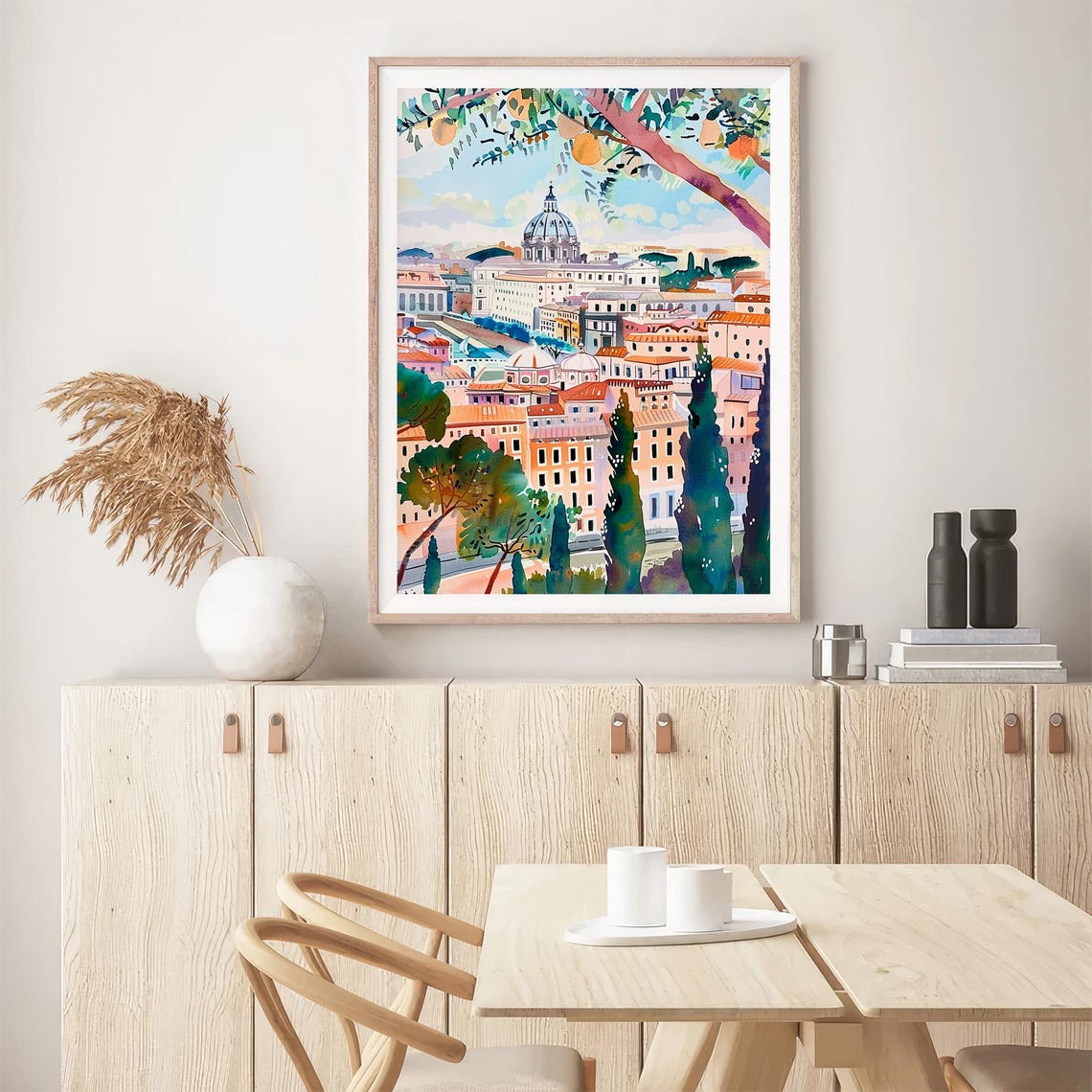 Rome Cityscape St Peter Basilica Dome Watercolor Italian Poster - Image 5