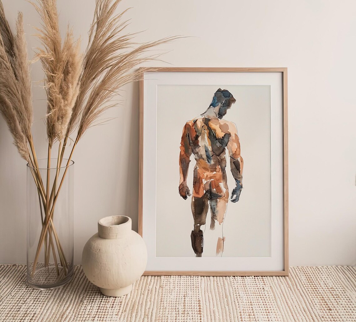 Gay Male Body Watercolor Art Print, Gifts for Him - Image 4