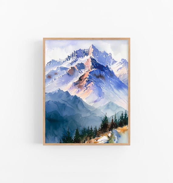 Mount Rainier Watercolor Painting Mountains Watercolor Art Print Pine Trees Wall Art Landscape Art Decor Gifts By Feelingprints