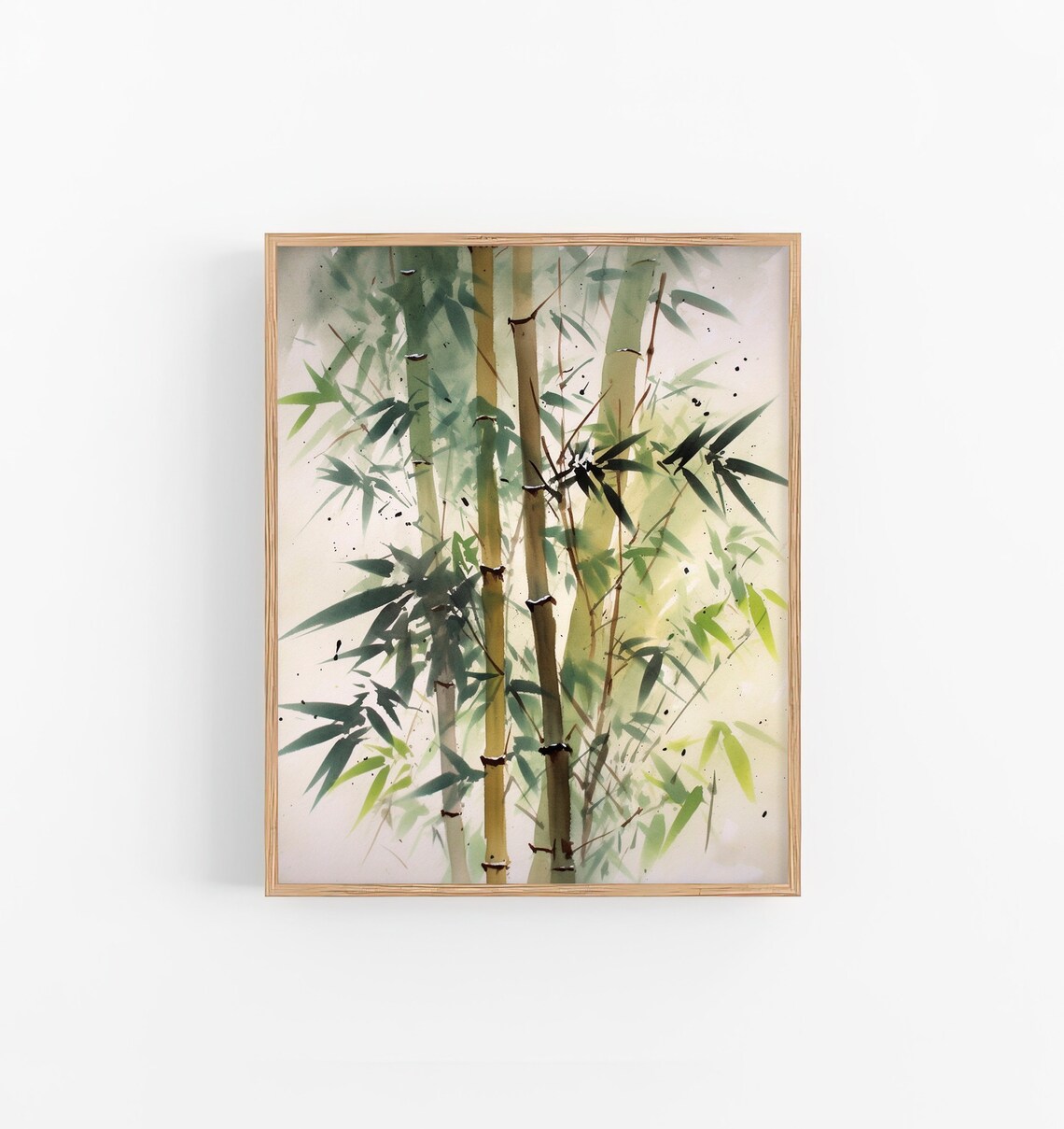 Bamboo Tree Watercolor Art Print, Minimalist Botanical
