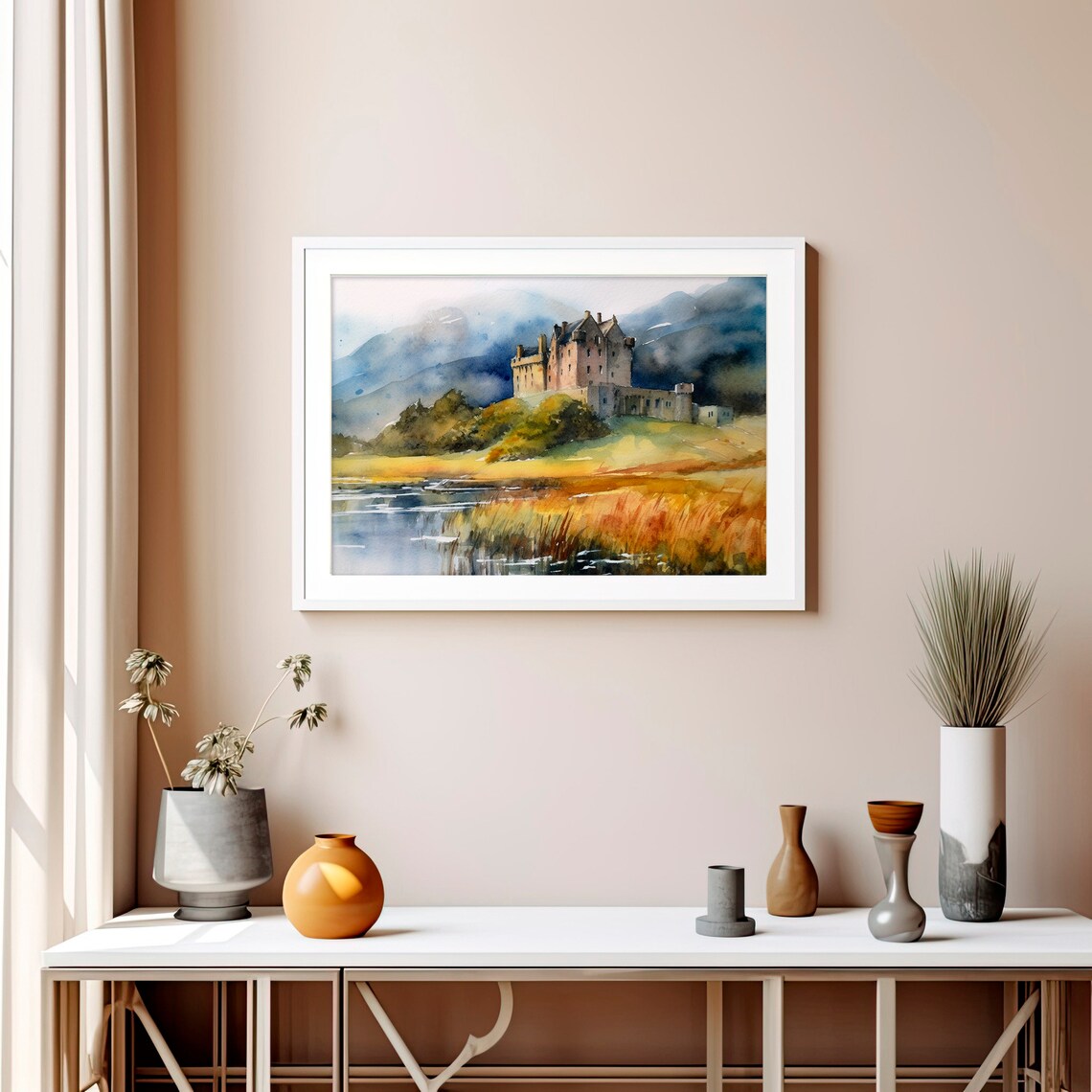 Stunning Kilchurn Castle Scottish Highlands Loch Watercolor Poster - Image 5