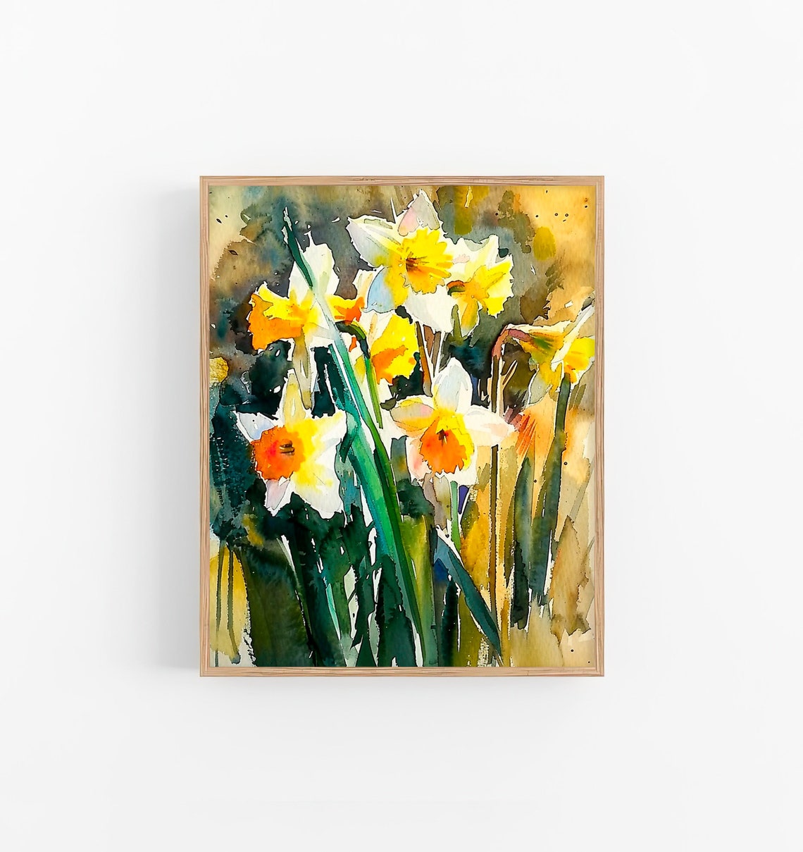 Yellow Daffodils Spring Flowers Watercolor Botanical Floral Wall Art