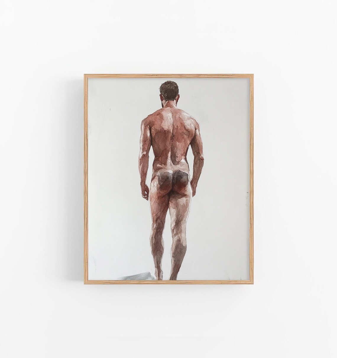 Male Nude Figure Study Watercolor Anatomy Art Academic Poster