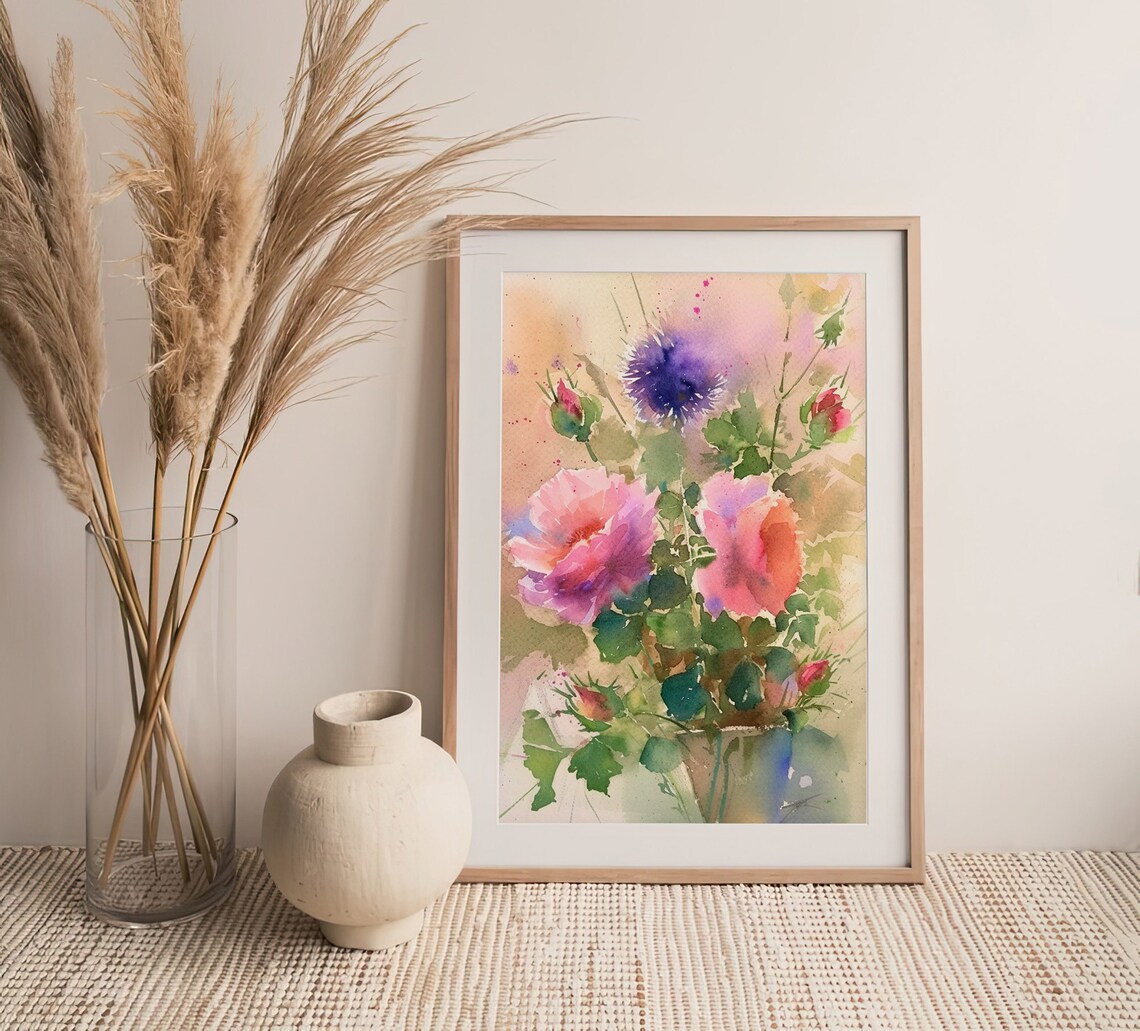 Roses, Shamrock and Thistle Watercolor Art Print - Image 3