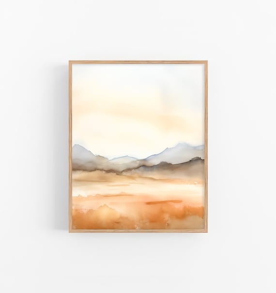 Colorado Abstract Landscape Watercolor Art Print Rocky Mountains Neutral Landscape Painting Art Poster By Feelingprints