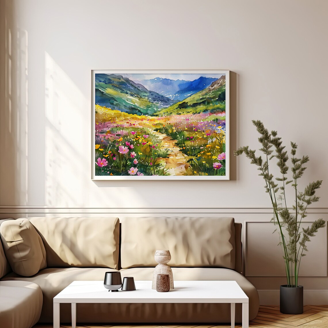 Spring Wildflowers Mountain Meadow Colorado Peaks Watercolor Floral Poster - Image 4