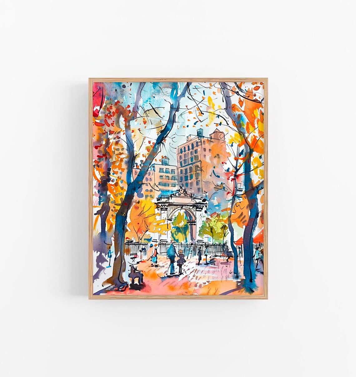 Washington Square Watercolor New York Travel Poster