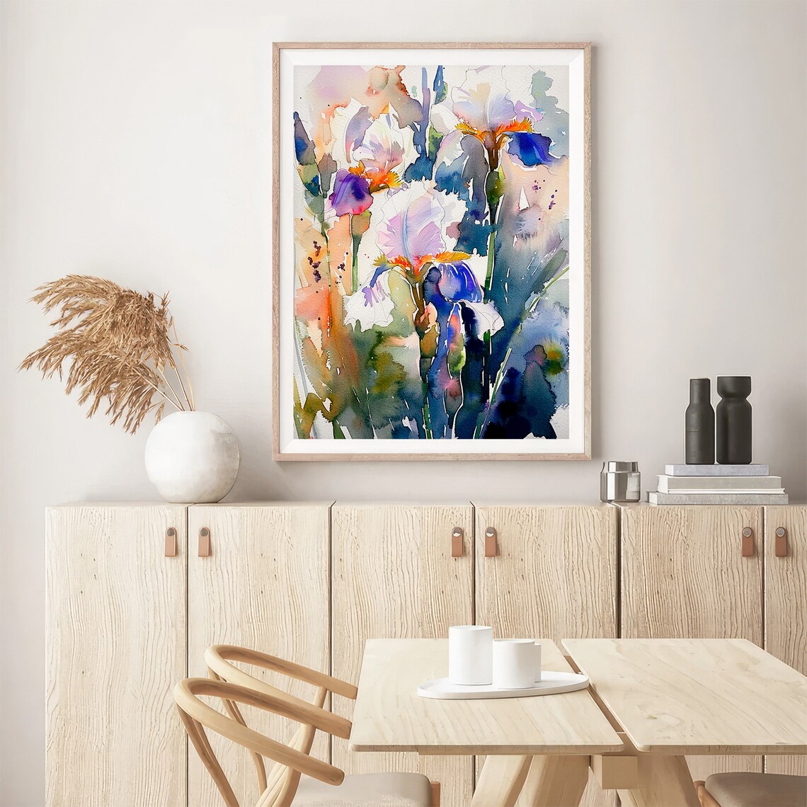 White and Purple Iris Flowers Watercolor Floral Garden Painting Poster - Image 5