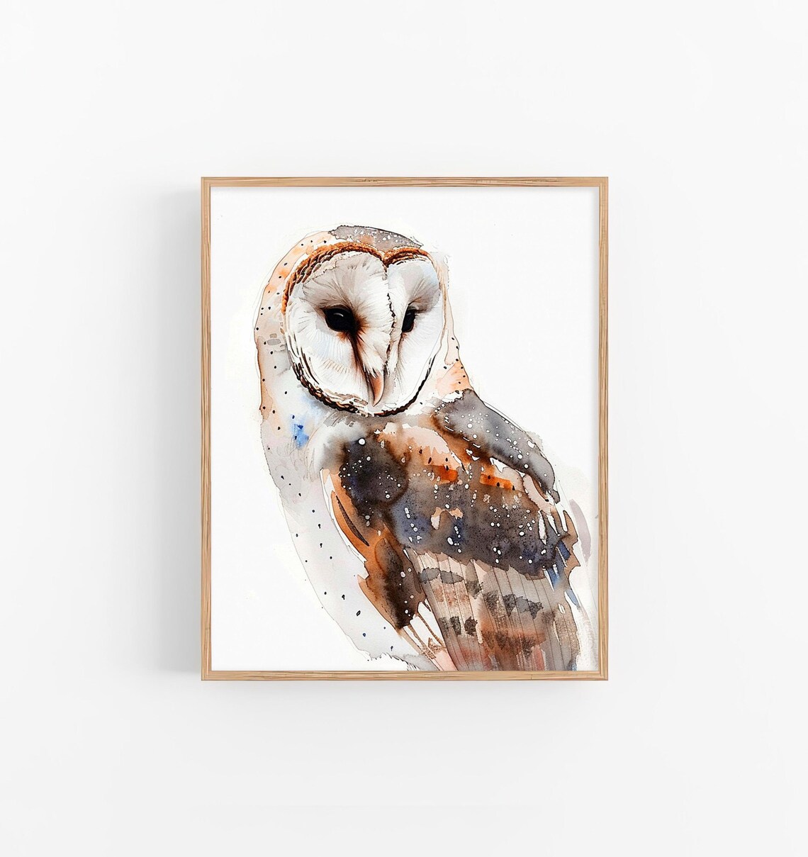 Barn Owl Watercolor Portrait Wildlife Bird Art Animal Wall Art
