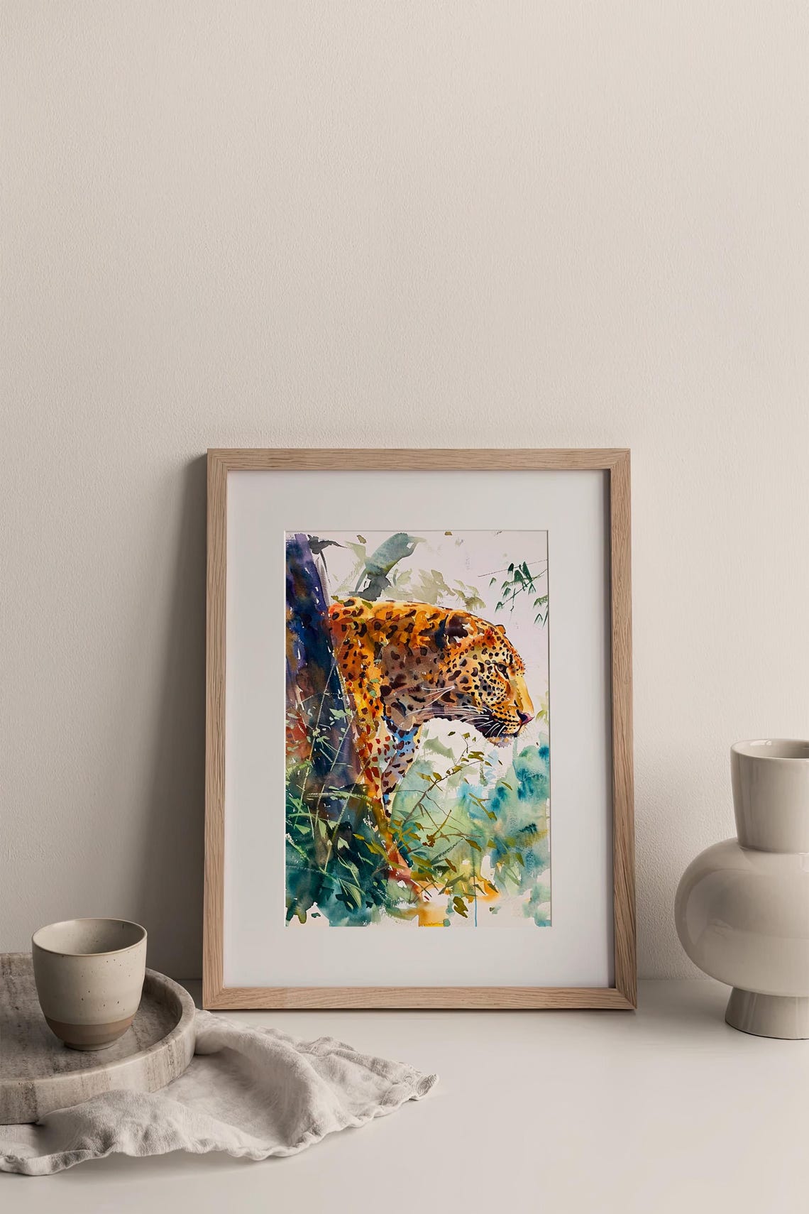 Leopard Watercolor Wild Big Cat Jungle Wildlife Nature Art Print - Image 3