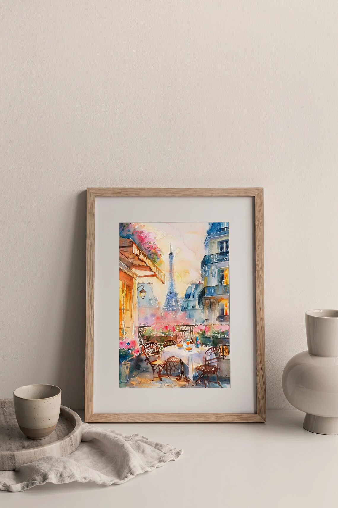 Paris Breakfast Cityscape Watercolor Art Print - Image 3