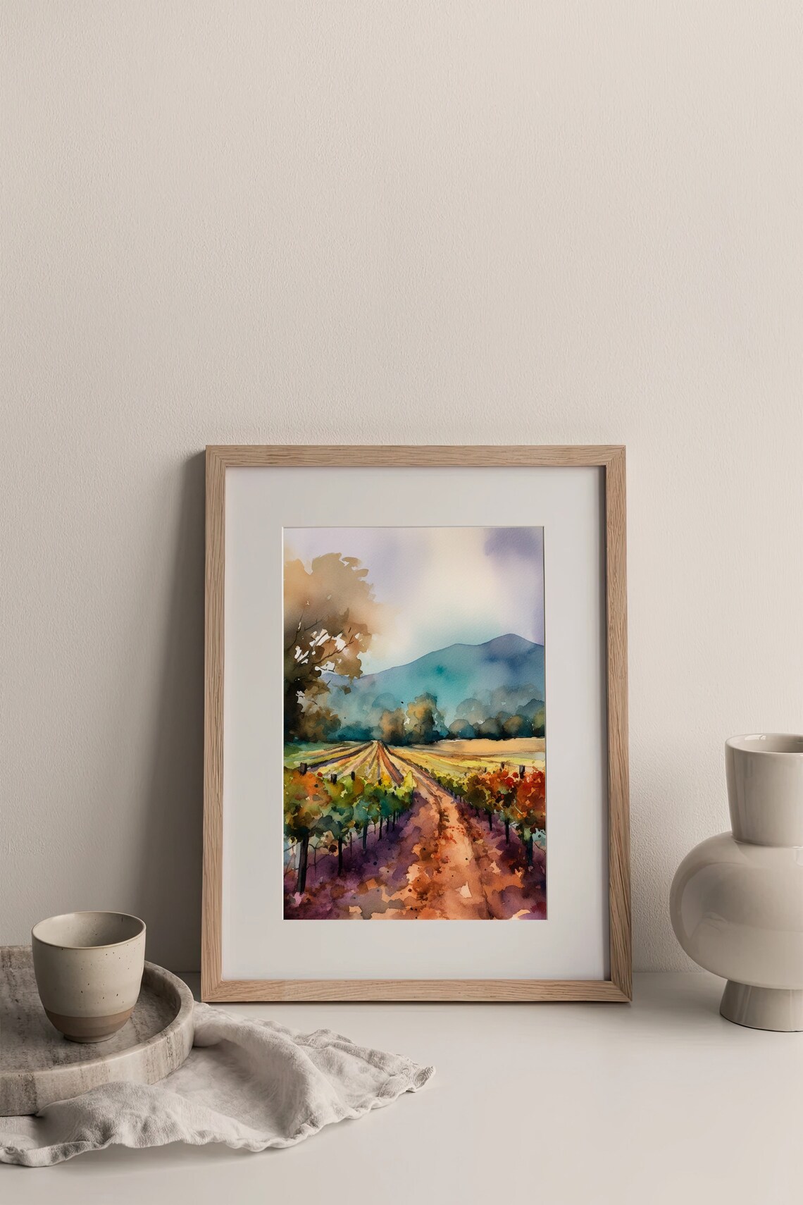 Sonoma Country Watercolor Art Print, California Vineyard - Image 3
