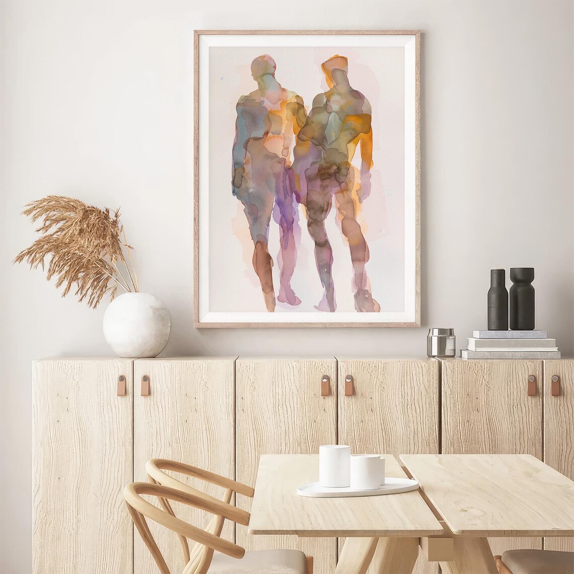 Male Bodies Watercolor Friendship Art Print - Image 5