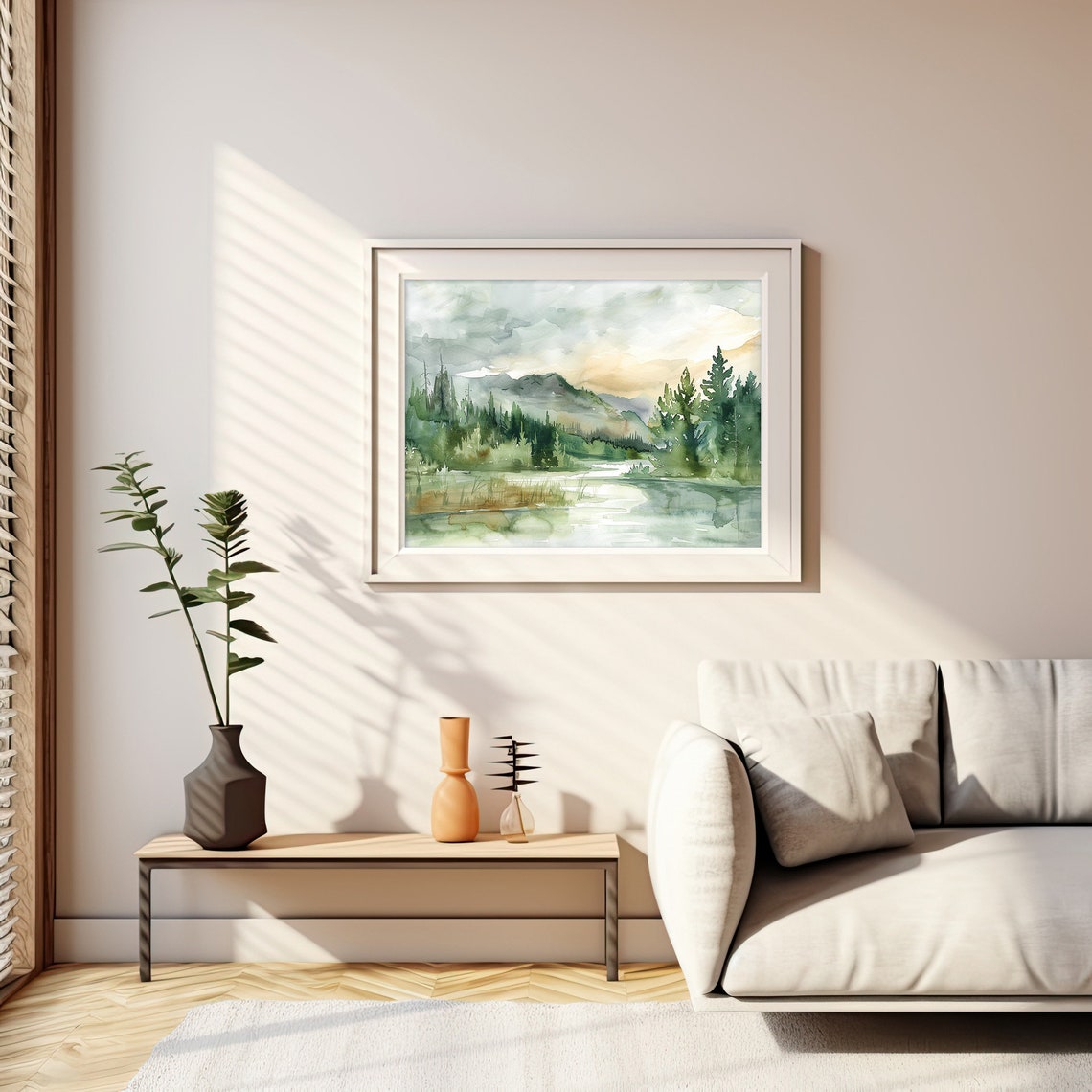 Lake Tahoe Forest Shoreline Mountain Watercolor California Poster - Image 5