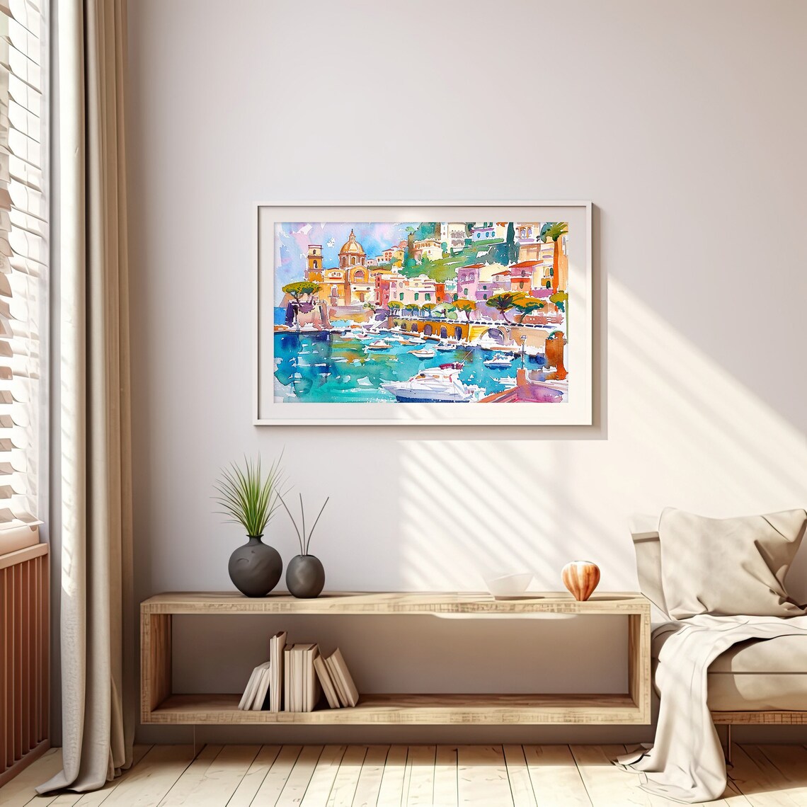 Sorrento Watercolor Cityscape Art Print, Italy Travel - Image 5