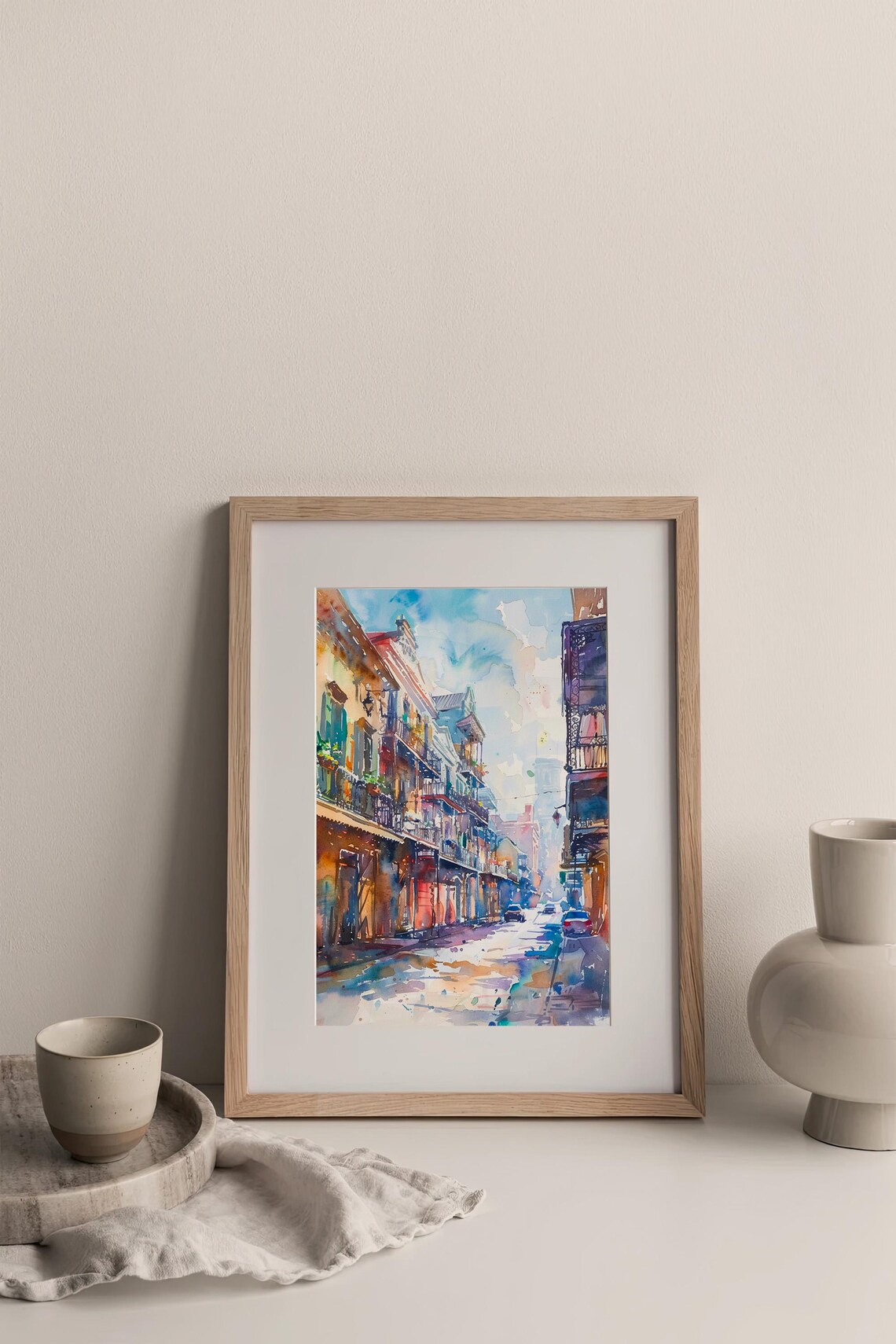 New Orleans French Quarter Balconies Street Watercolor City Poster - Image 3