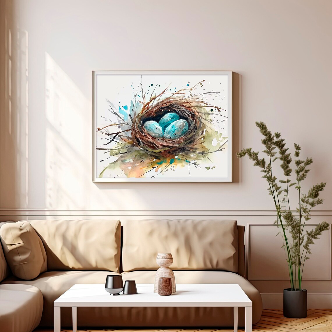 Nest Watercolor Art Print, Easter Eggs Poster - Image 4
