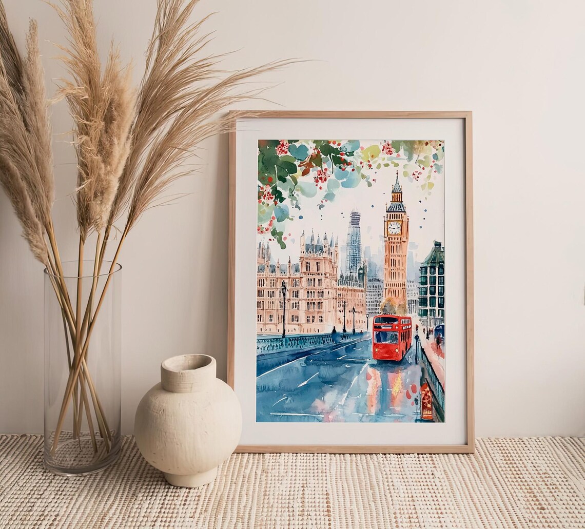 London Cityscape Watercolor Art Print, Big Ben - Image 4