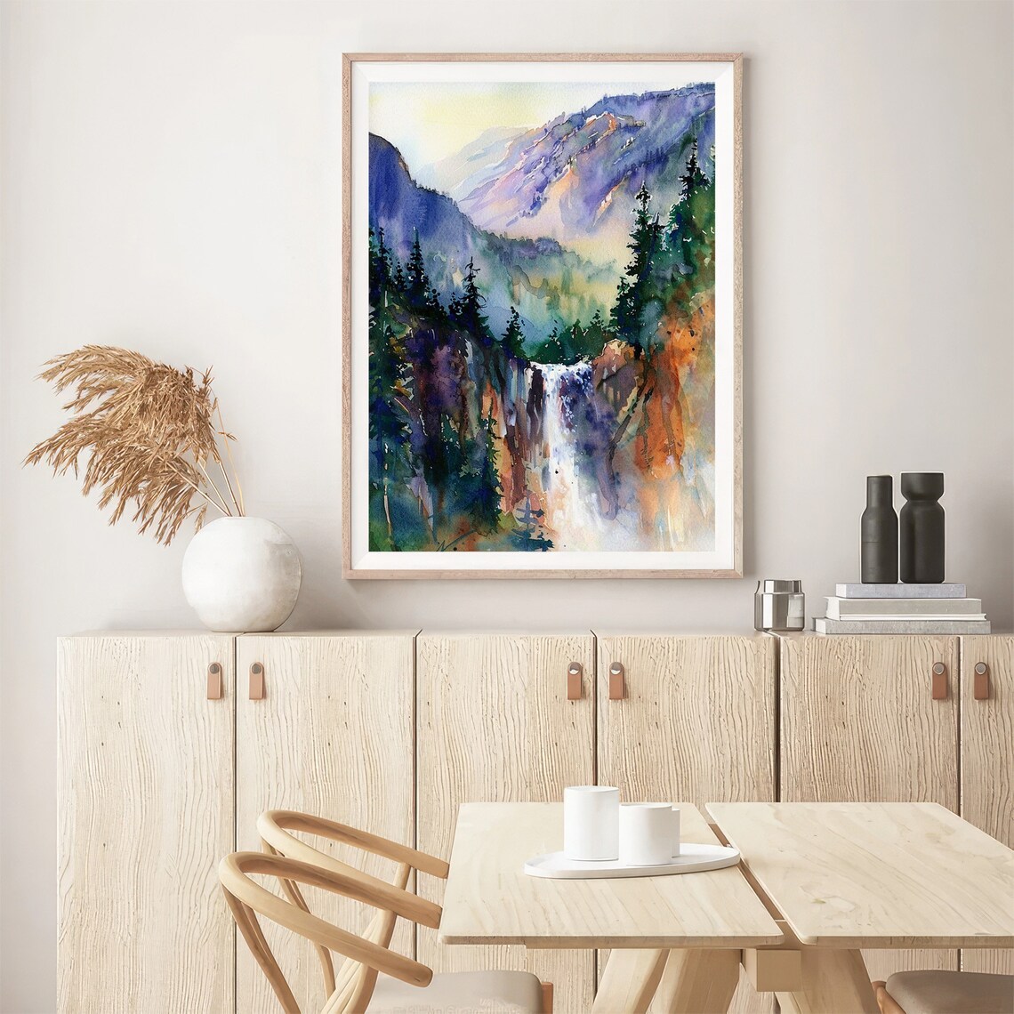 Yosemite Waterfalls Watercolor Art Print, Rustic - Image 5
