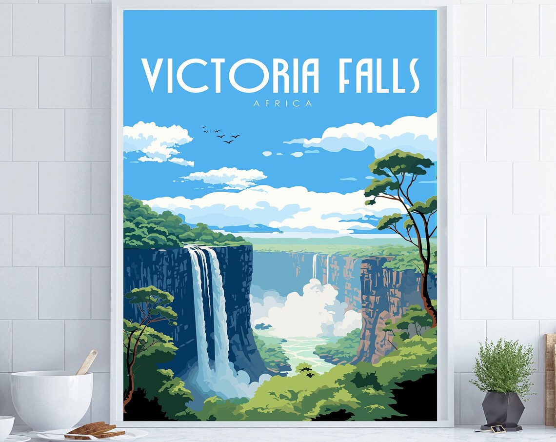 Victoria Falls Africa Waterfall Jungle Adventure Travel Poster