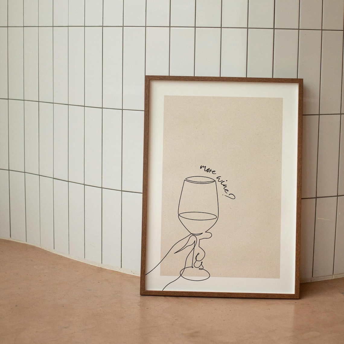 More Wine Minimalist Line Art Wine Glass Hand Drawing Poster