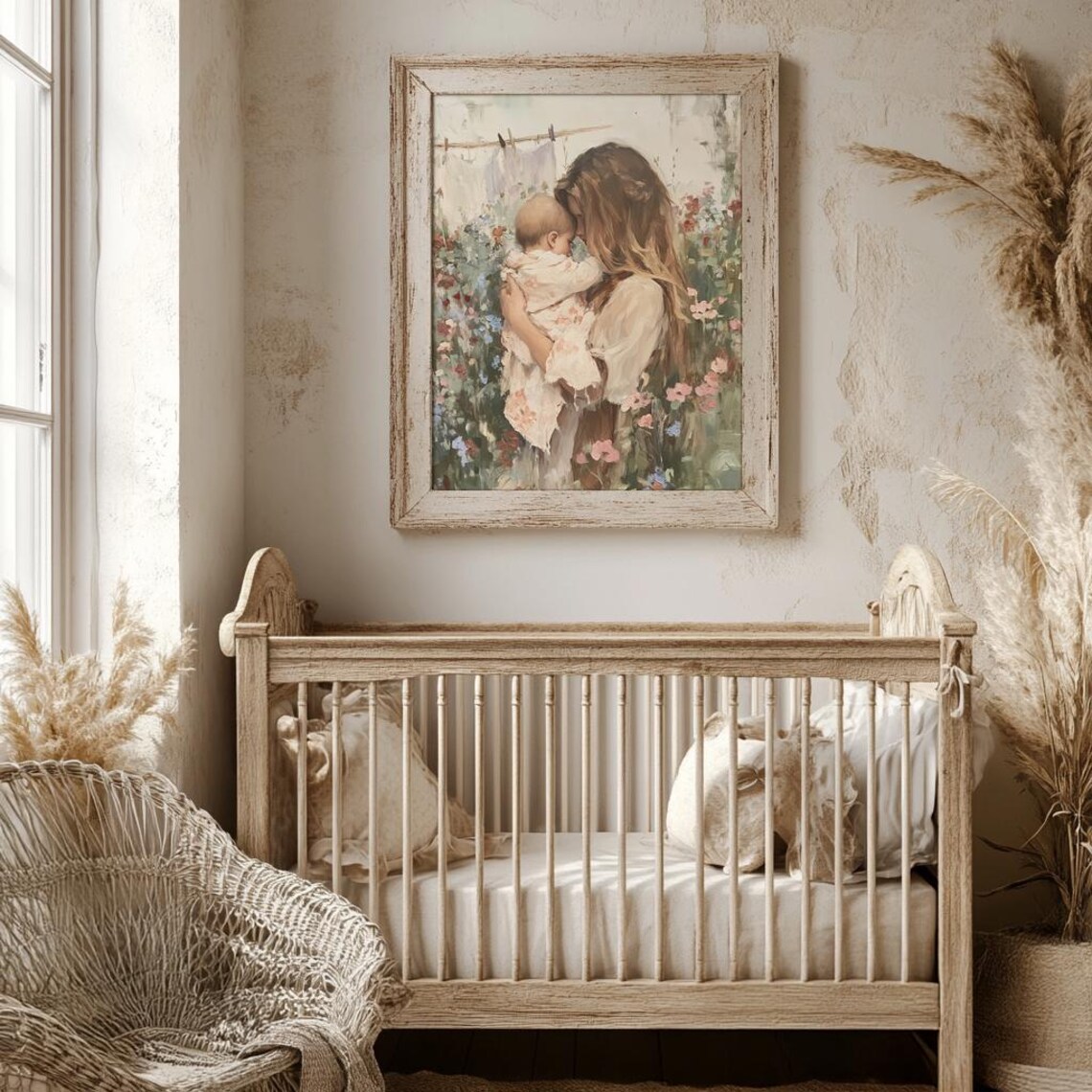 Mother Kissing Baby In Flower Garden Vintage Motherhood Poster - Image 4