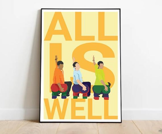 All Is Well Bollywood Quote Poster, Indian Film Art