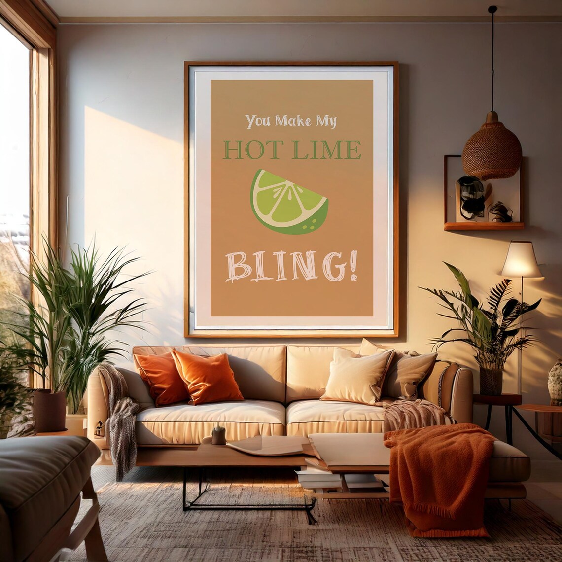 Hot Lime Bling Punny Cocktail Party Art Print - Image 4