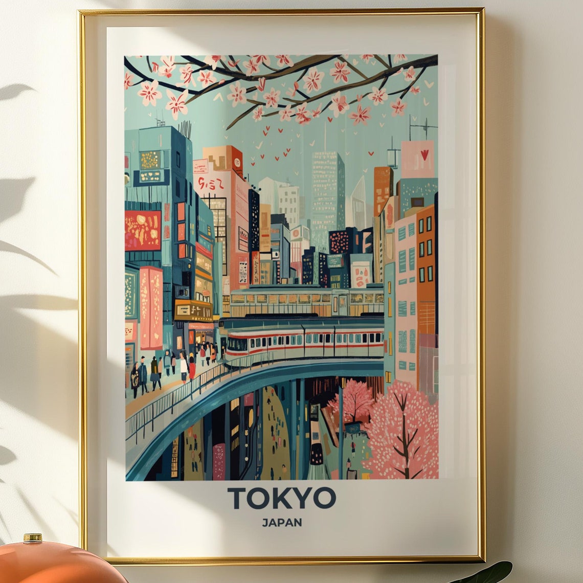 Tokyo Elevated Train Neon City Cherry Blossom Night Japan Poster - Image 4
