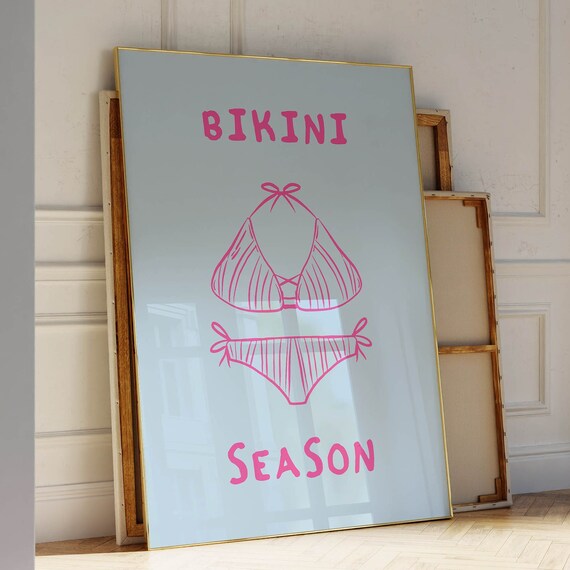 Bikini Season Pink Swimsuit Summer Beach Pool Party Wall Poster