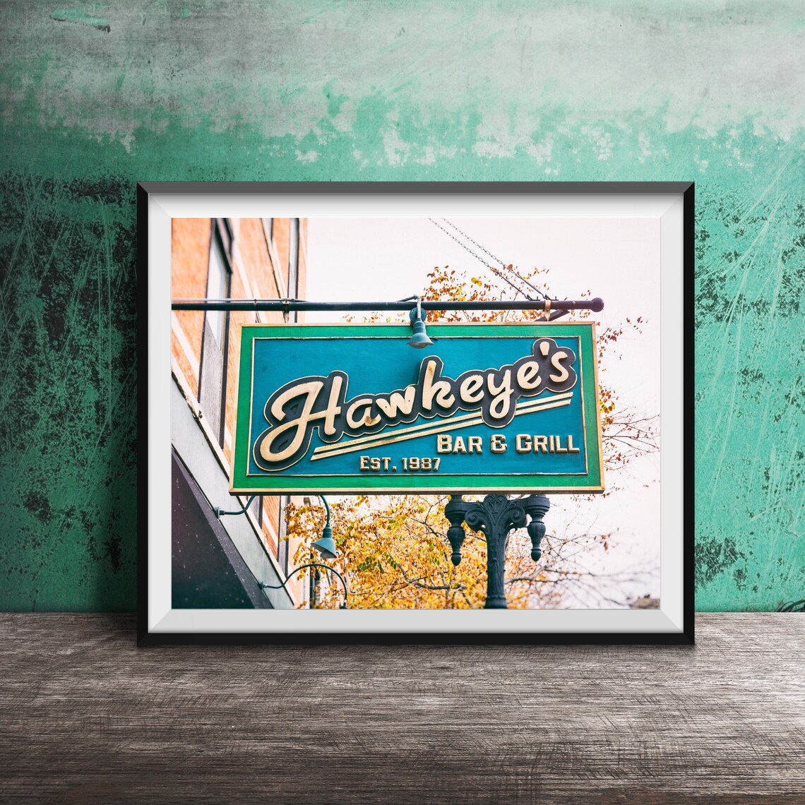 Hawkeyes Bar Grill Est 1987 Hanging Sign Chicago Little Italy Poster