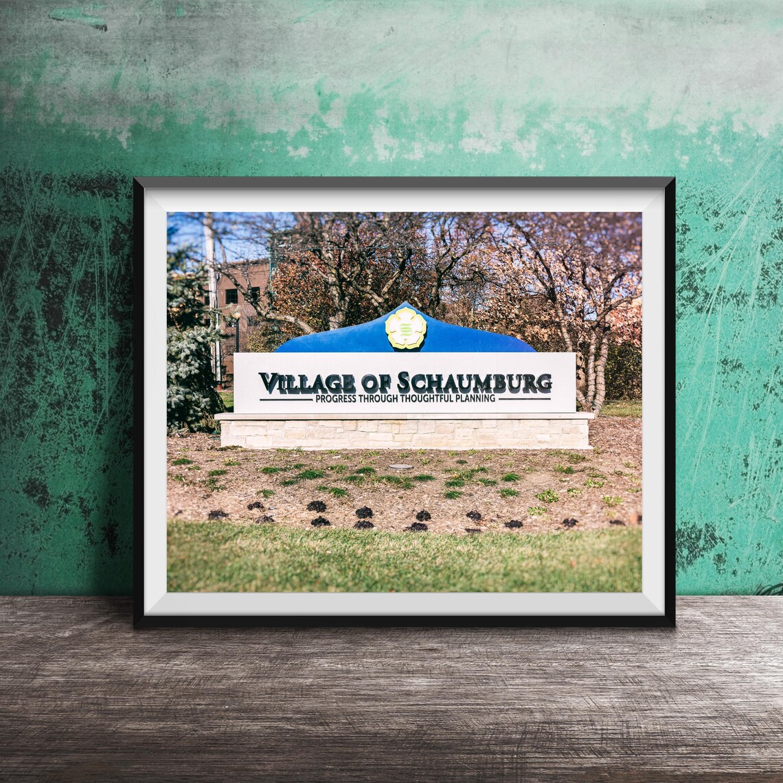 Village of Schaumburg Welcome Sign Progress Through Planning Poster