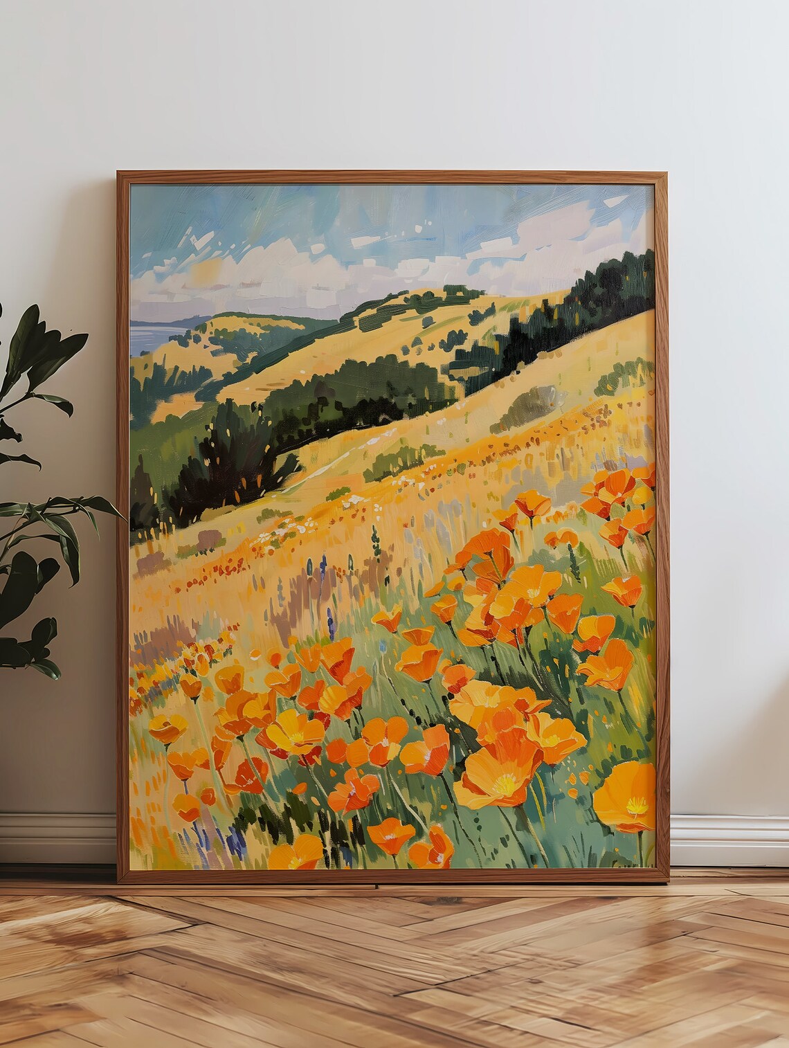 Flowers Landscape Painting, Vintage Botanical Art - Image 3