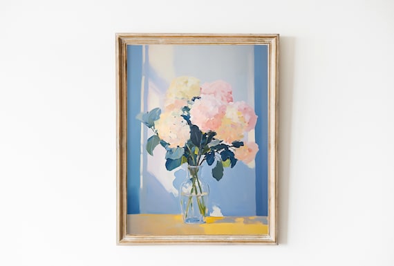 Hydrangea Print, Vintage Farmhouse Art Print