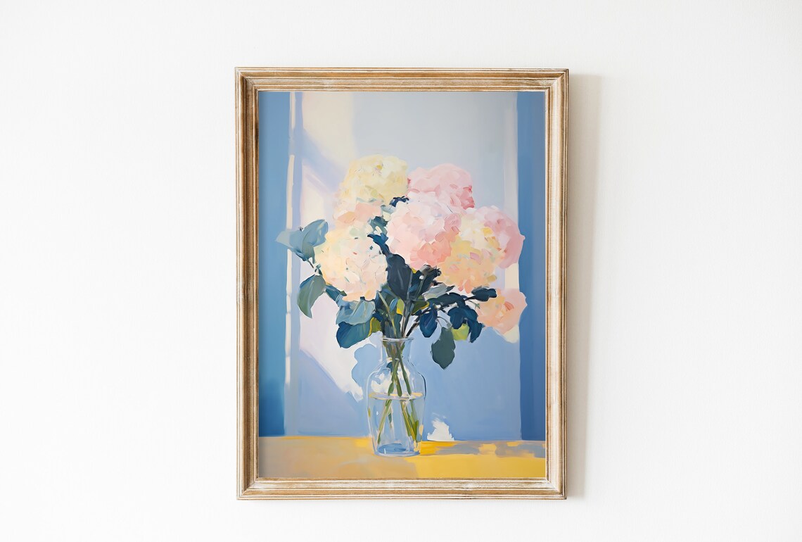 Hydrangea Print, Vintage Farmhouse Art Print