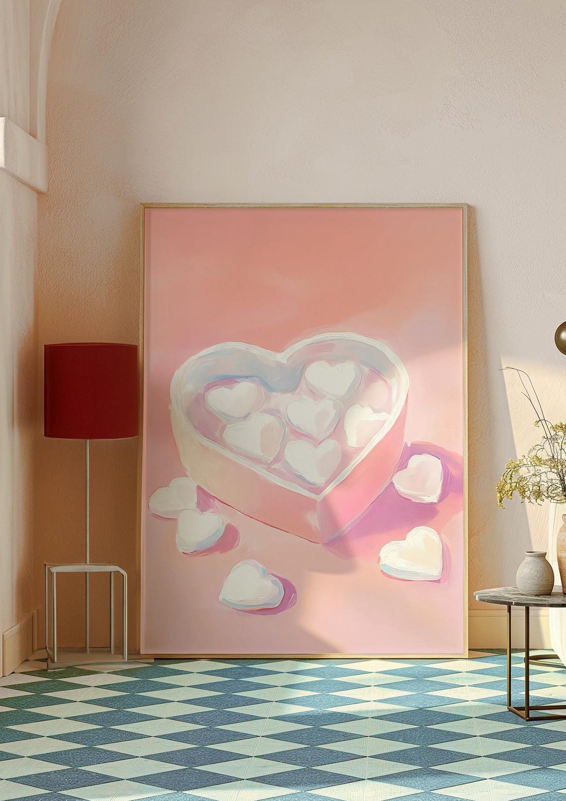 Heart Shaped Box of Sweet Heart Marshmallows Pastel Candy Art Poster - Image 3