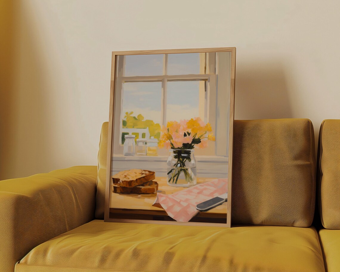 Vintage Countryside Cottage Window Toast Flowers Farmhouse Art Print - Image 4