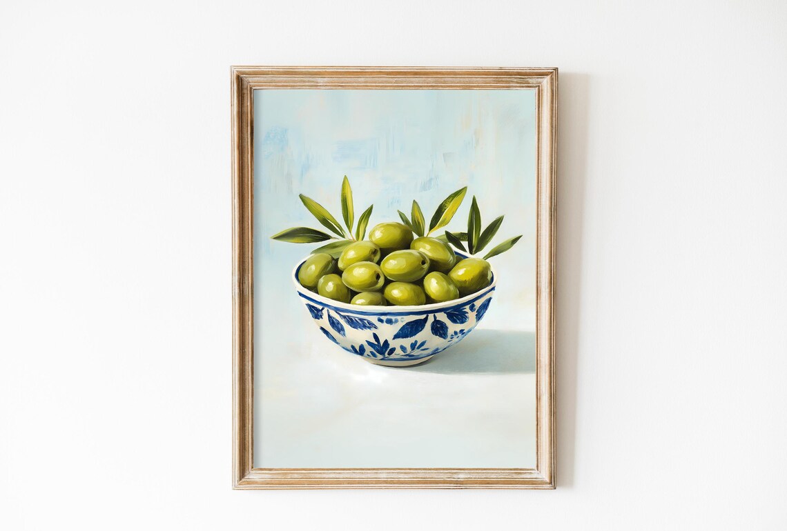 Green Olives Minimalist Mediterranean Art Print