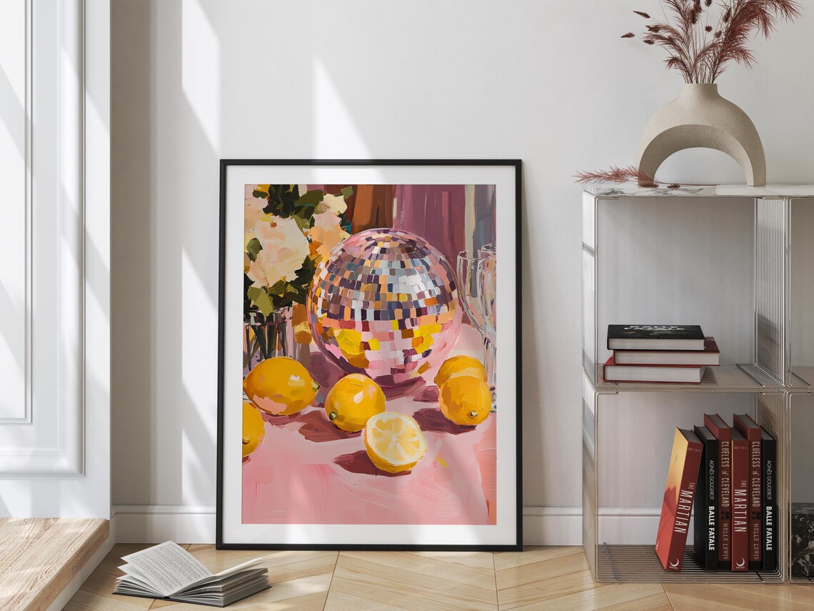 Mirrorball With Lemons Art Print, Y2K Preppy Decor - Image 2