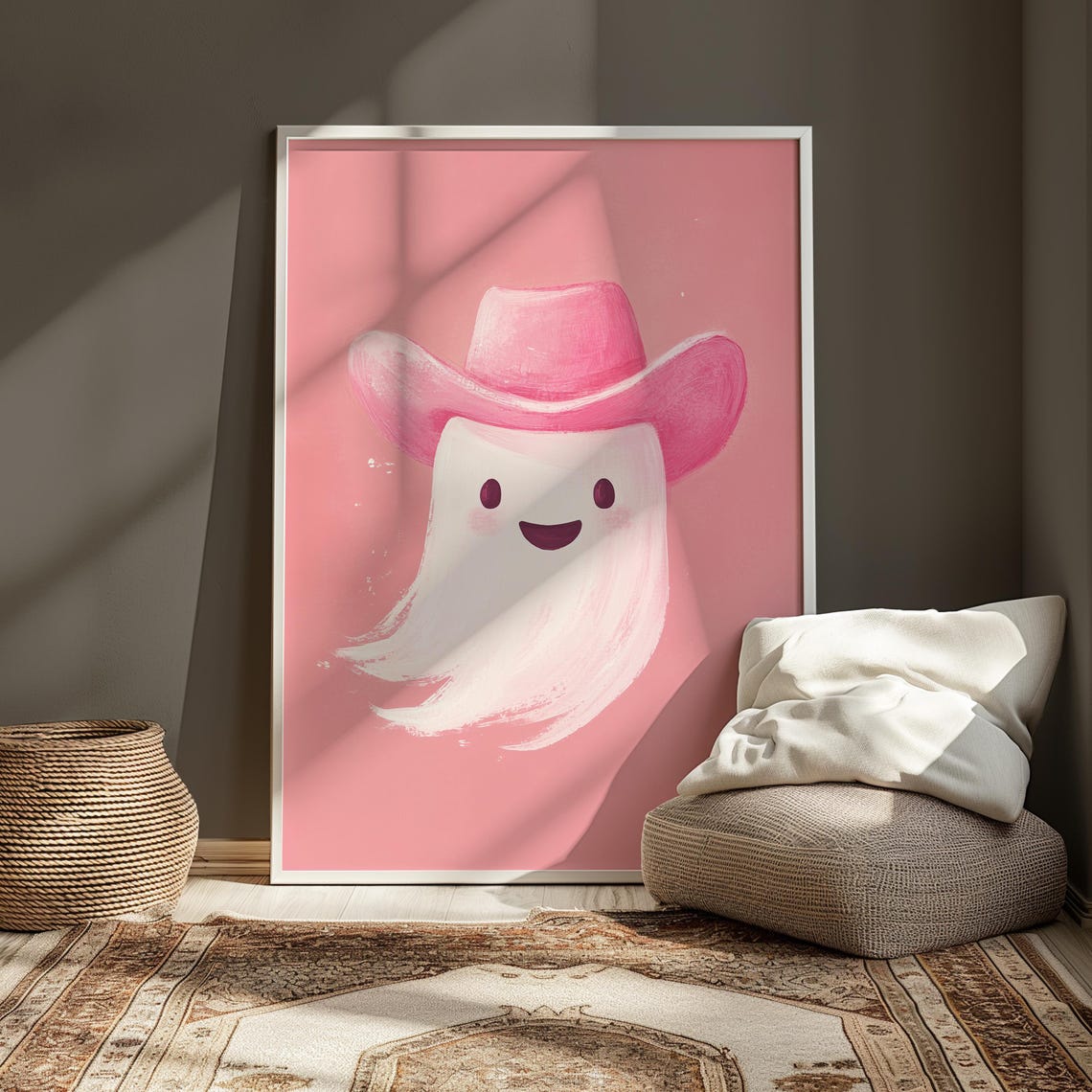 Cute Cowboy Ghost Pink Halloween Funny Western Spooky Poster - Image 2