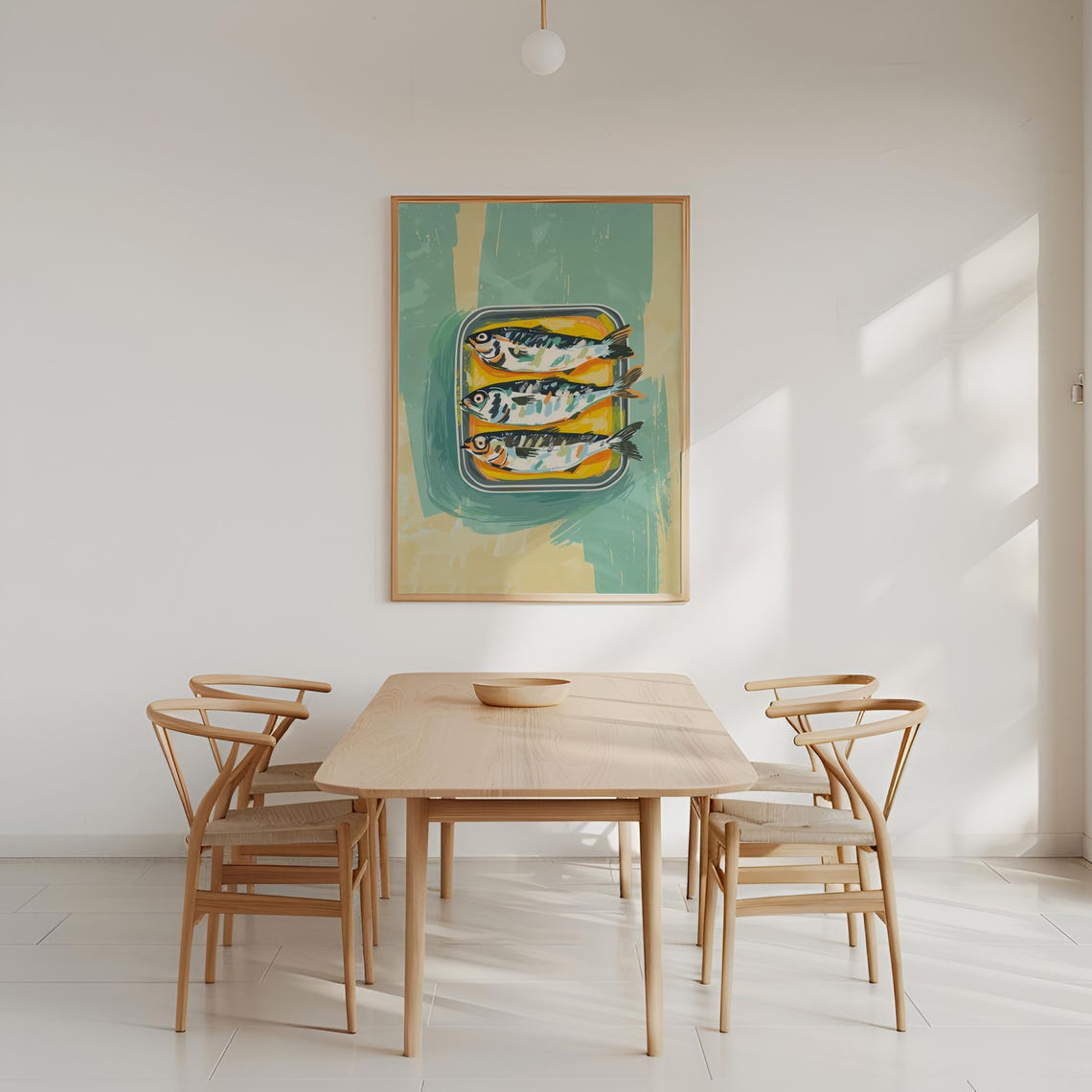 Sardines in Tin Retro Kitchen Illustration Mint Green Artwork Poster - Image 4