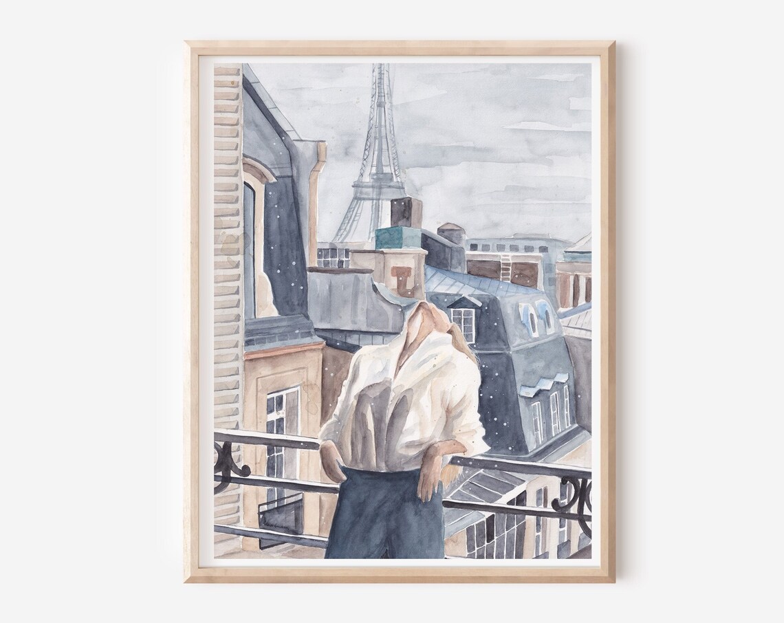 Parisian Balcony Eiffel Tower Paris Travel Poster