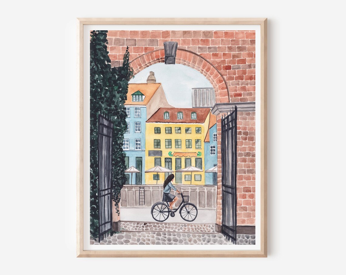Copenhagen Denmark Travel Poster, Scandinavian Cityscape