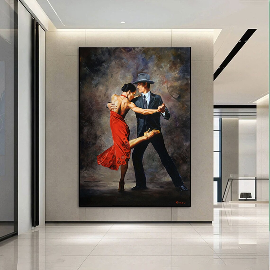 Dancing Couple Music Room Art Print, Tango Dance