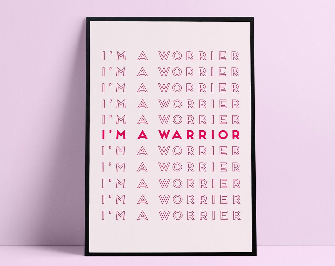 Worrier Warrior Anxiety Art Print, Mindfulness